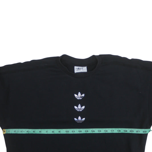 Adidas Women Black Size 12 Pullover Sweatshirt with Logo Detail