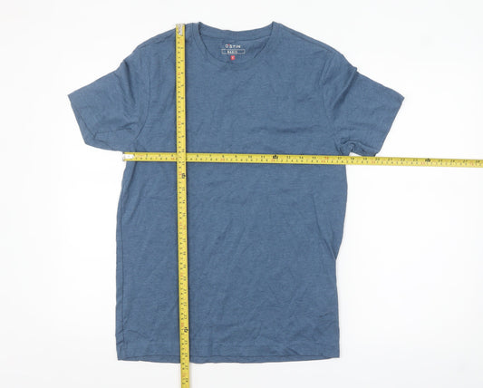 O'STIN Men's Blue Cotton Crew Neck Short Sleeve T-Shirt Size S