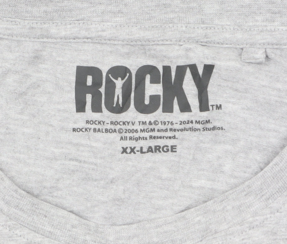 Rocky Balboa Grey Men's XX-Large Graphic Crew Neck T-Shirt