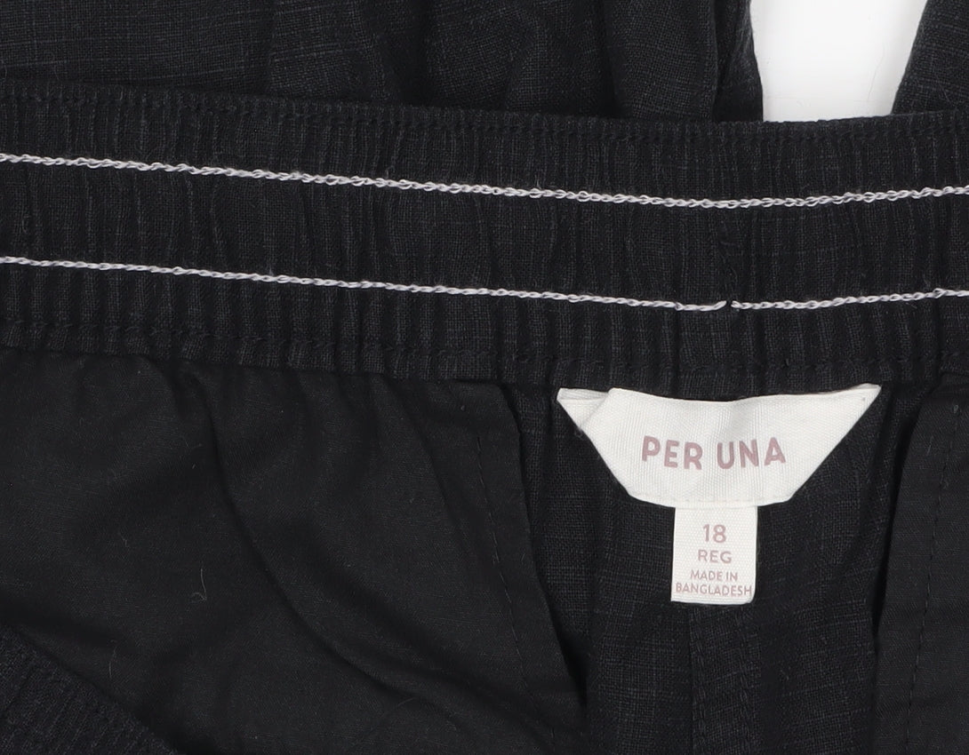 Marks and Spencer Per Una Women’s Black Linen Crop Trousers Size 18