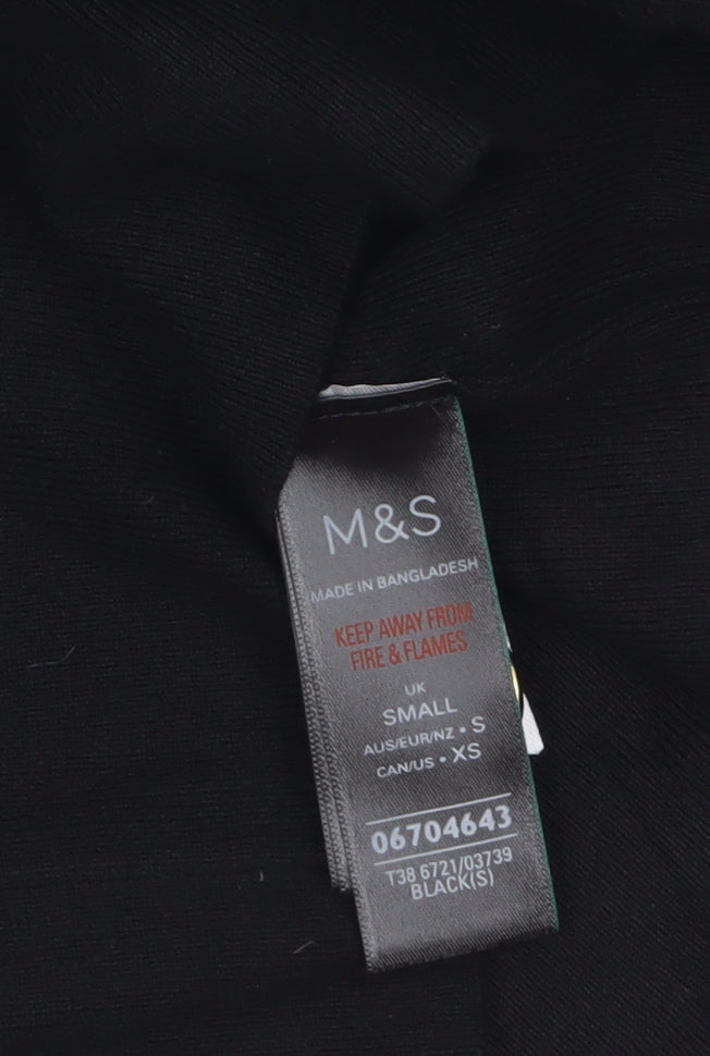 Marks and Spencer Women’s Black Small Roll Neck Jumper with Button Cuff Detail