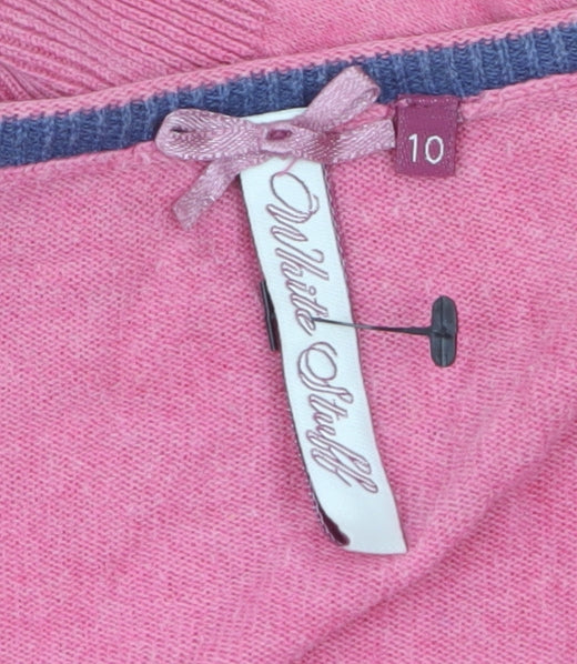 White Stuff Women’s Pink Cotton Modal V-Neck Cardigan Size 10