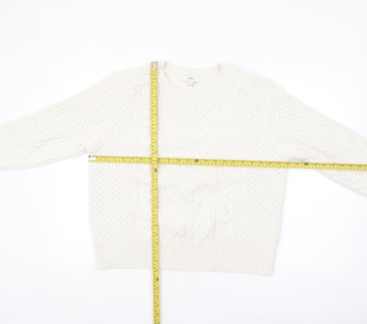 Marks and Spencer Womens Ivory Cable-Knit Pullover Jumper M