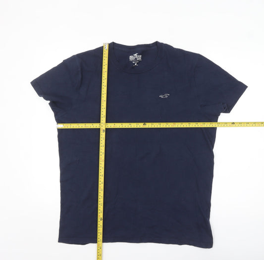 Hollister Men's Navy Blue Crew Neck Cotton T-Shirt Size L