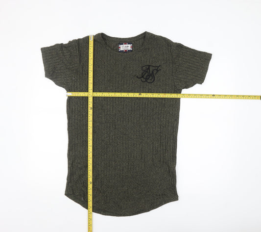 SikSilk Men's Green XS Slim Fit Crew Neck Short Sleeve T-Shirt