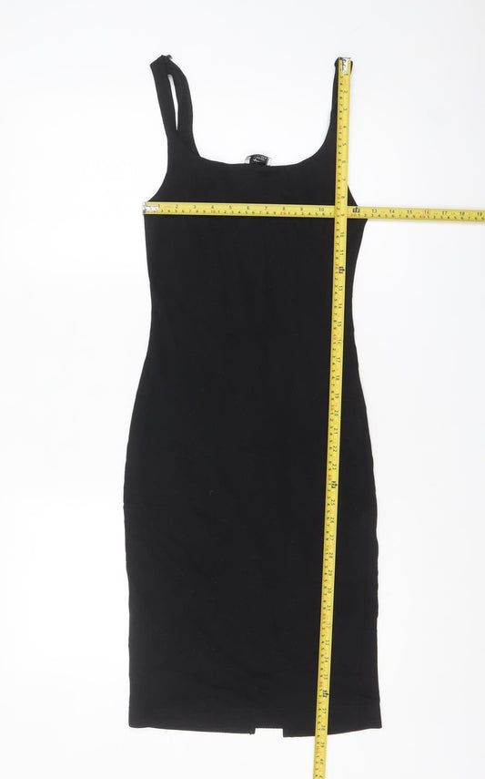 Zara Women Black Size 8 Bodycon Knee Length Sleeveless Dress