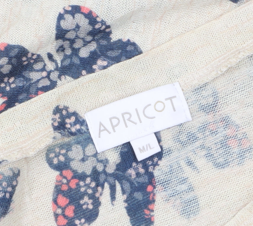Apricot Womens Beige Butterfly Print Short Sleeve Relaxed T-Shirt M