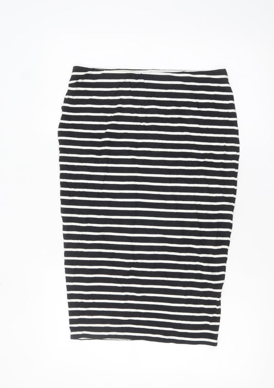 Marks and Spencer Women Black Striped Pencil Skirt Size 10