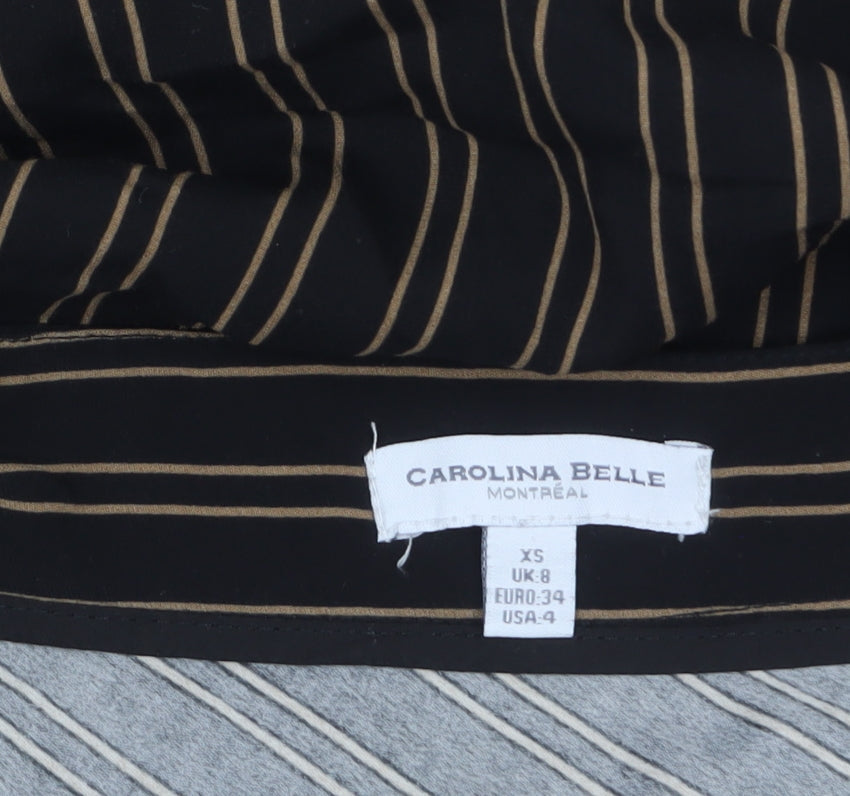 Carolina Belle Women’s Black Striped Midi Wrap Skirt Size 8