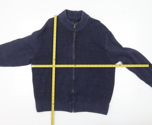 Ecolution Men’s Blue Hemp Full Zip Knitted Jumper Size M