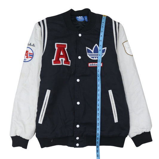 Adidas Mens Black White Varsity Bomber Jacket L Letterman Style