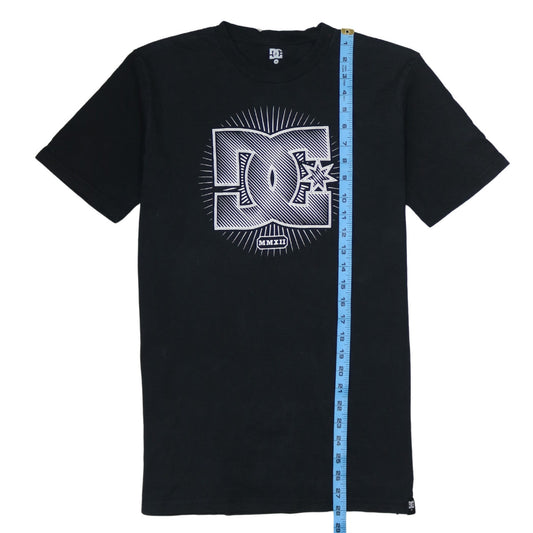 DC Mens Black Logo Graphic Print Cotton T-Shirt Medium