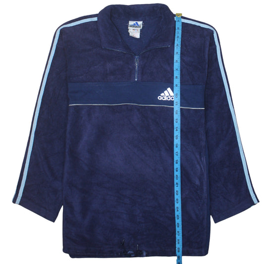 Adidas Men's Blue Fleece 1/4 Zip Track Jacket Size L