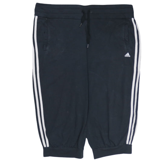 Adidas Women Black L Athletic Shorts with White Stripes