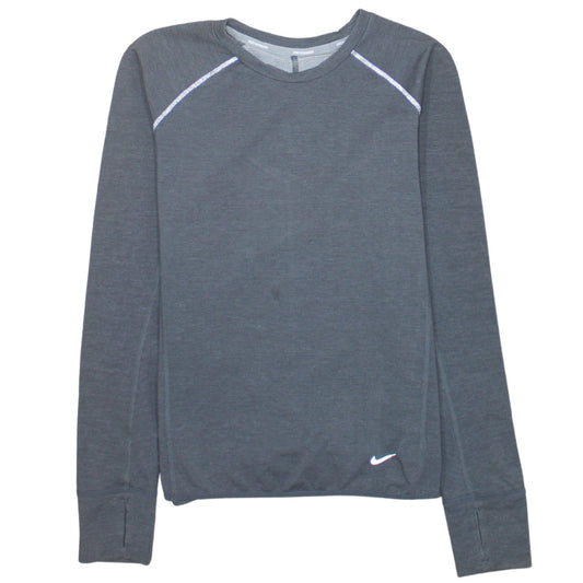 Nike Men's Grey Dri-Fit Running Long Sleeve Athletic Top Size S
