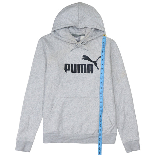 Puma Women Grey Logo Pullover Hoodie Size 14 Cotton Blend