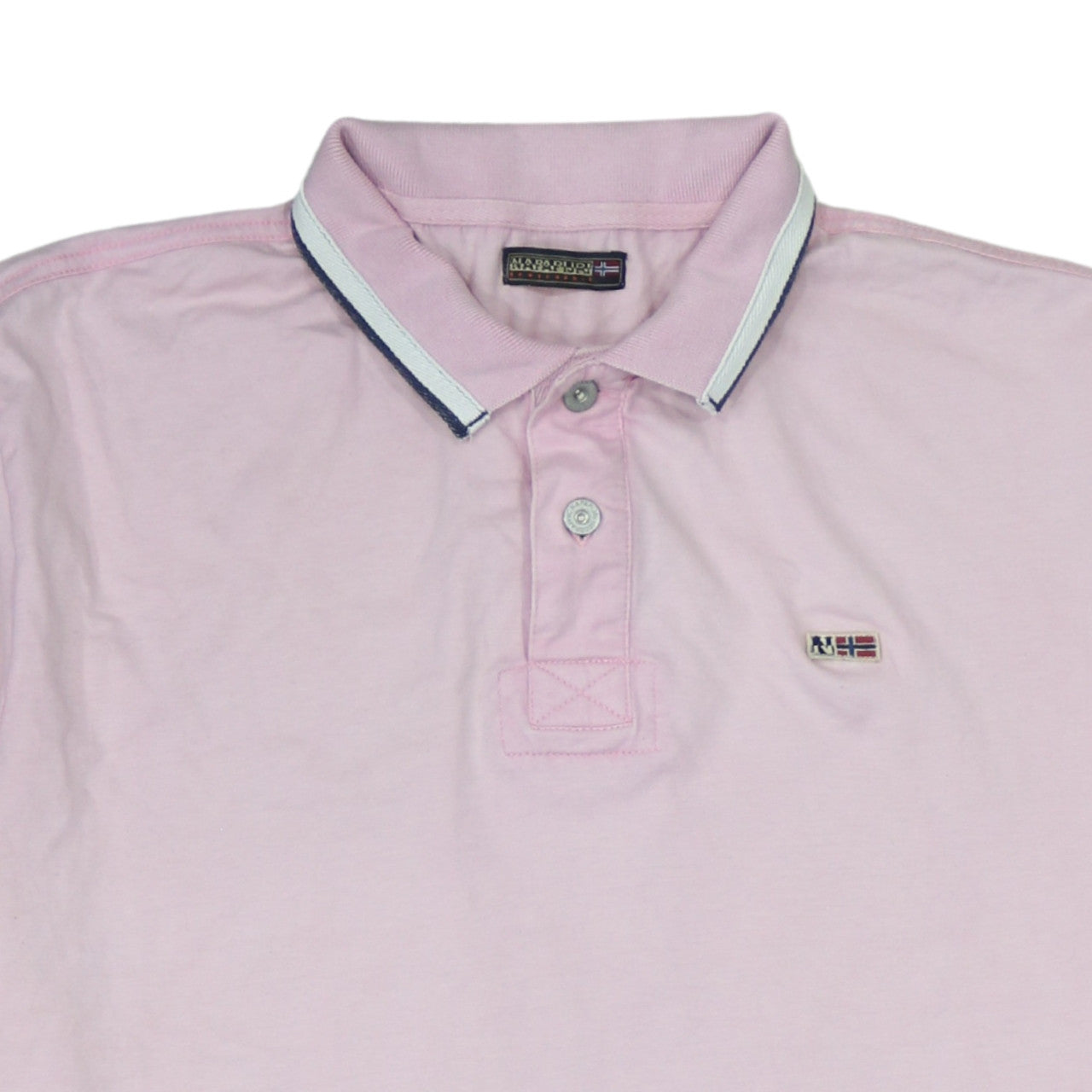 Napapijri Men Pink Short Sleeve Cotton Polo Shirt Size L