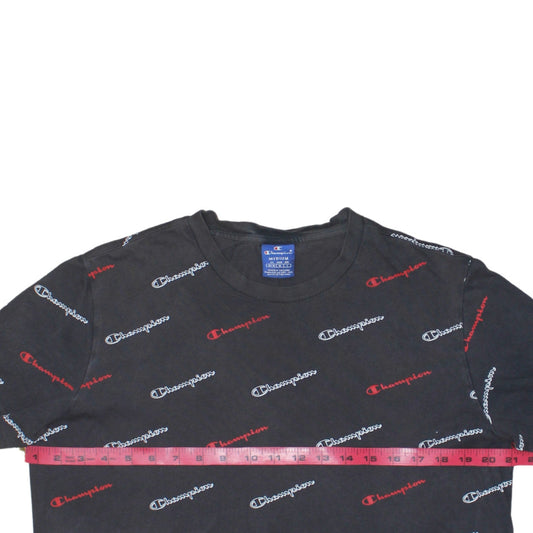 Champion Men's Black Medium Logo Graphic Print T-Shirt