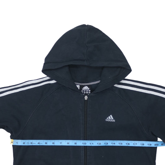 Adidas Boys Black Full Zip Hoodie 15-16 Years Essentials Sportswear