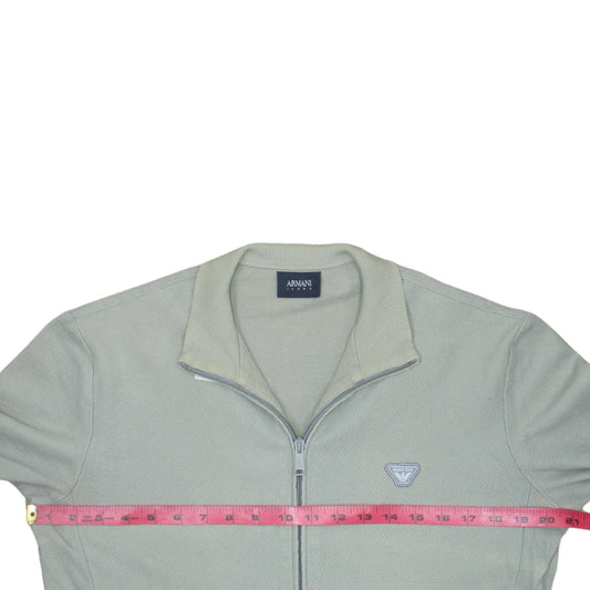 Armani Jeans Men's Grey Full Zip Collared Knit Jumper Size L