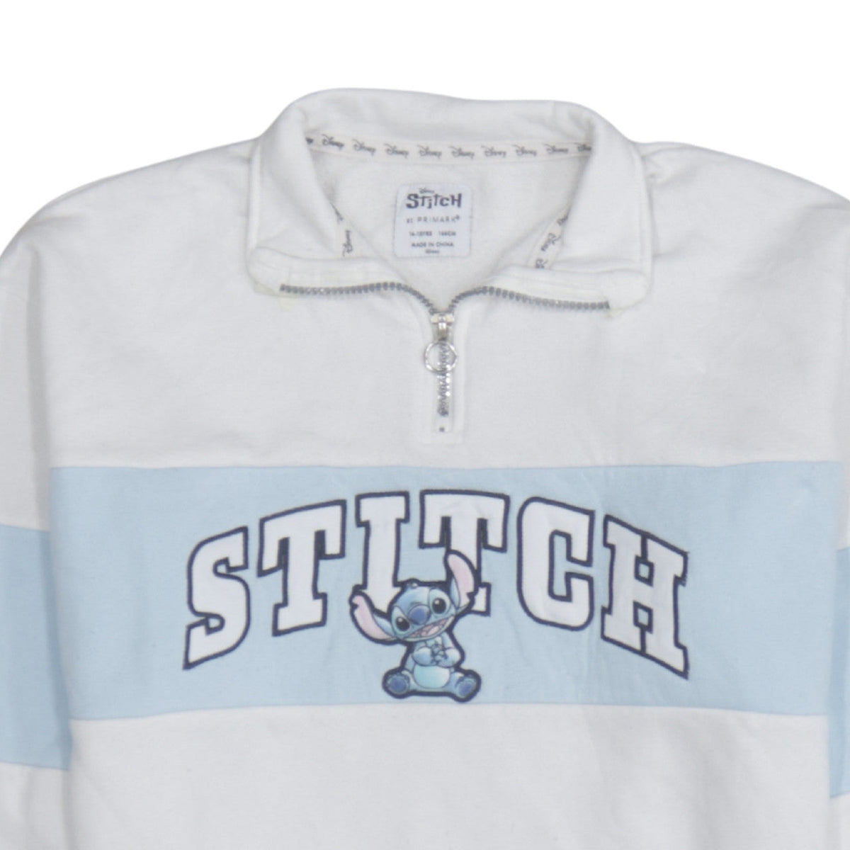 Additional view of Disney Stitch girls’ white fleece 1/4 zip sweatshirt 14-15 years primark
