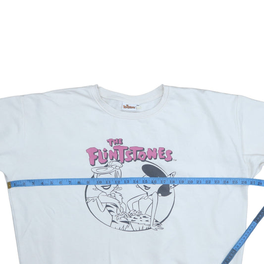 The Flintstones Womens White XXL Pullover Sweatshirt Cartoon Graphic