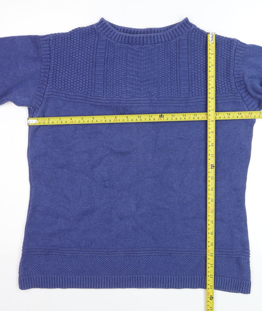 Seasalt Cornwall Women Blue Cotton Crew Neck Jumper Size 14