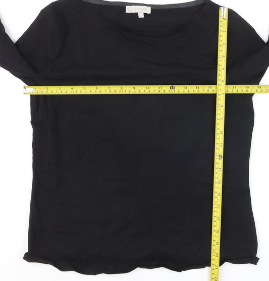 Hobbs Women’s Black Cotton Stretch Tunic Blouse M 3/4 Bell Sleeve