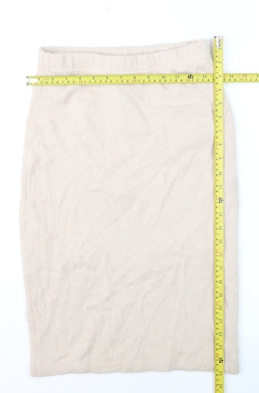 Raggio di Luna Women Beige Wool Angora Knit Pencil Skirt M
