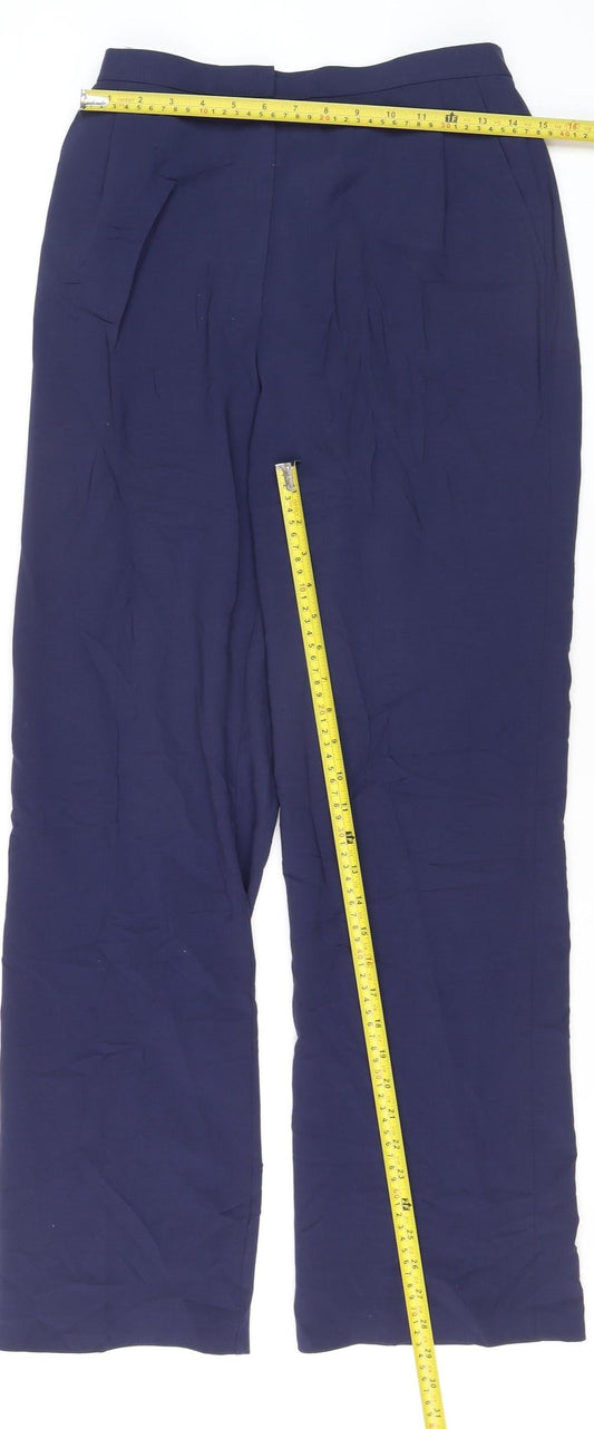Jaeger Women’s Blue Wool Pleated Dress Trousers Size 12 Classic Fit