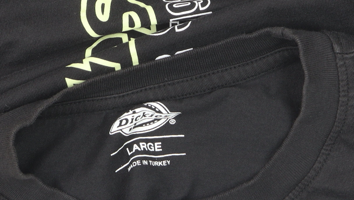 Dickies Men's Black Large Logo Workwear Short Sleeve T-Shirt