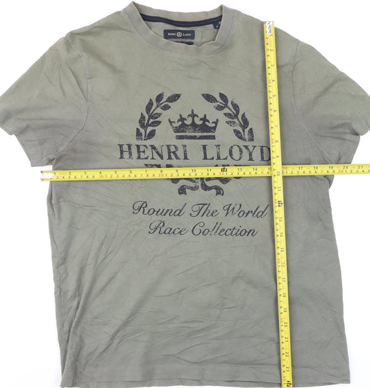 Henri Lloyd Men's Grey Graphic Crew Neck Regular Fit T-Shirt M