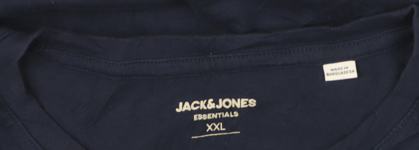 Jack & Jones Men's Blue 2XL Graphic Crew Neck T-Shirt