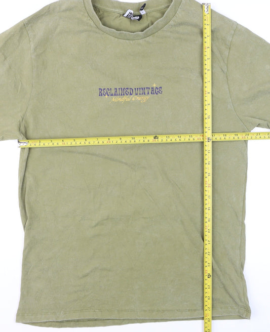 Reclaimed Vintage Men's Green Mindful Energy Graphic T-Shirt M