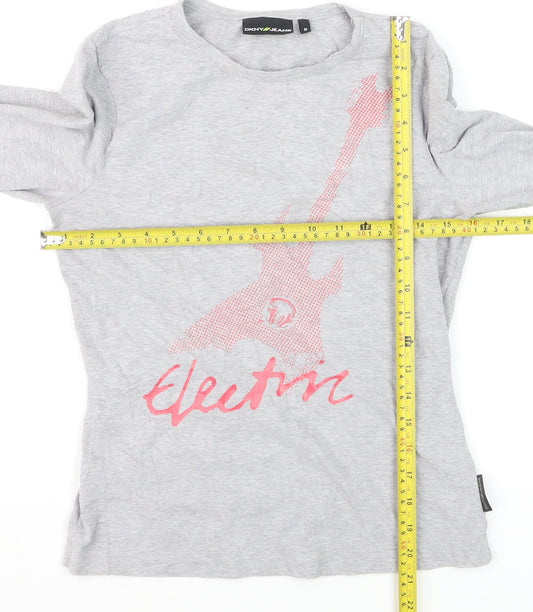 DKNY Jeans Girls Grey Long Sleeve Graphic Music T-Shirt M
