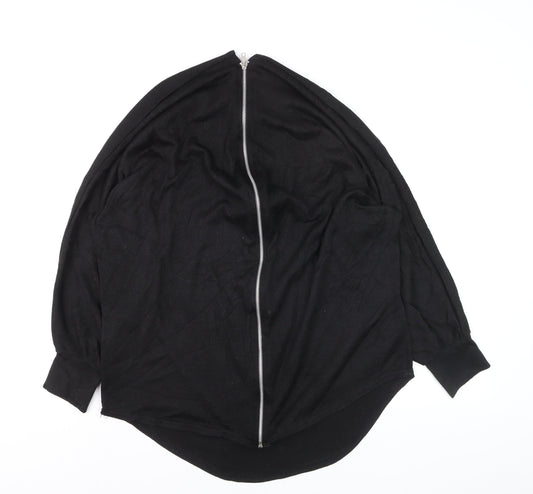 Select Women’s Black Zip Front Kimono Sleeve Blouse Size 14