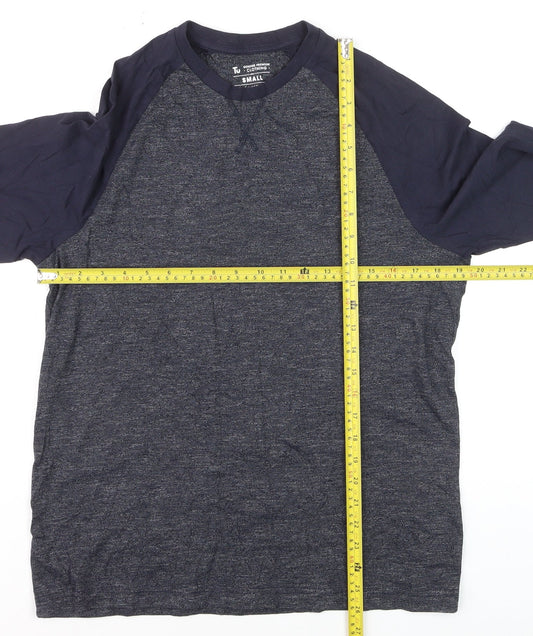 Tu Clothing Men's Blue Long Sleeve Raglan Cotton Top Size S