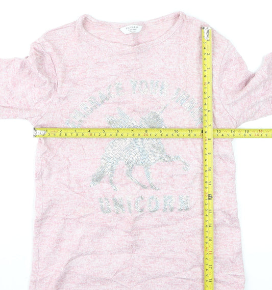 Primark Girls Pink Unicorn Pullover Jumper Long Sleeve 9-10 Years