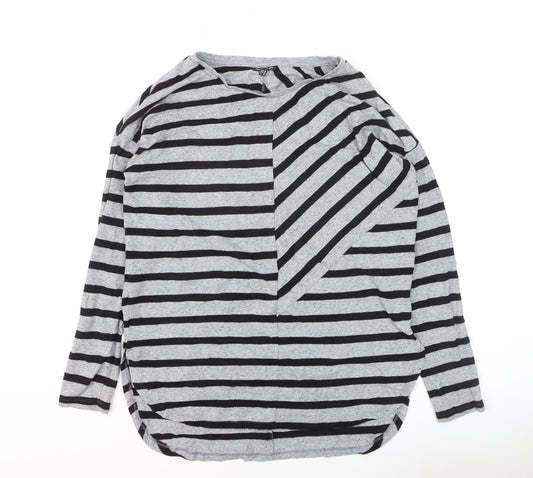 Warehouse Women’s Grey Striped Long Sleeve Pullover Jumper Size 10