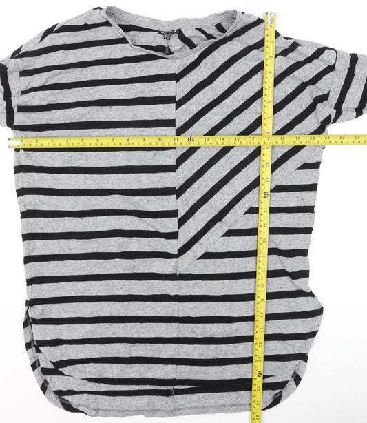 Warehouse Women’s Grey Striped Long Sleeve Pullover Jumper Size 10