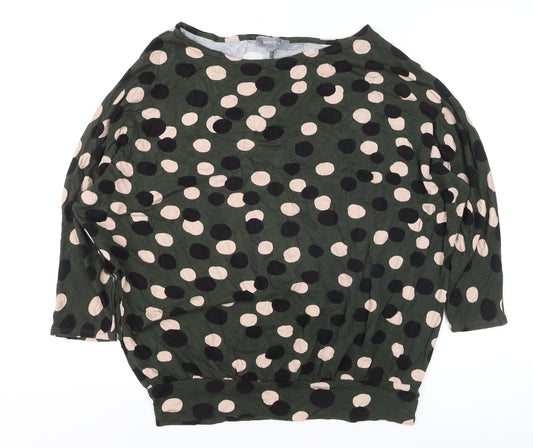 Principles Women’s Green Polka Dot 3/4 Sleeve Pullover Jumper Size 10