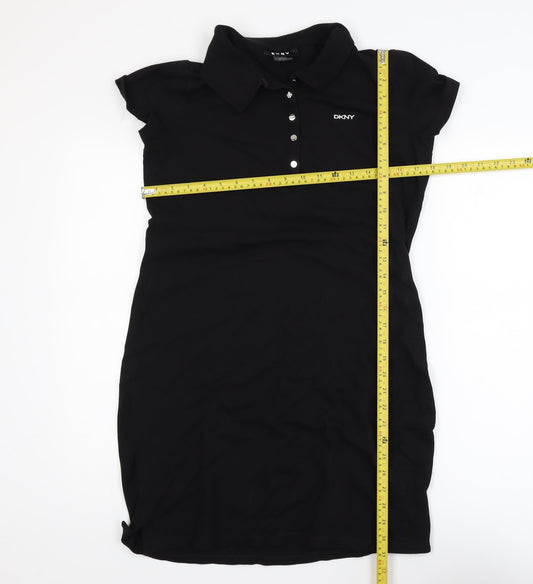DKNY Women’s Black Short Sleeve Collared T-Shirt Dress Size S