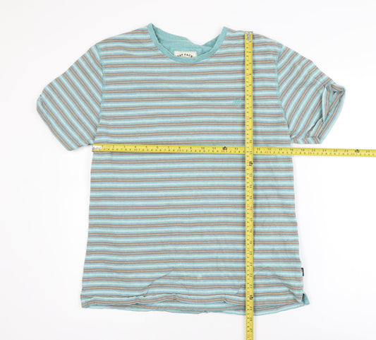 Fat Face Mens Blue Striped Cotton Crew Neck T-Shirt Size L Regular