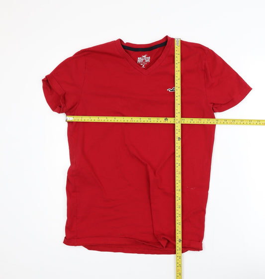 Hollister Men's Red Slim Fit V-Neck Short Sleeve Cotton T-Shirt Size S