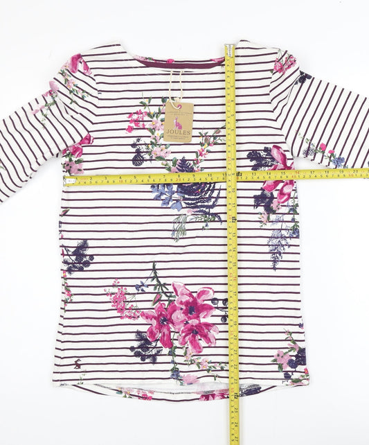 Joules Women’s Multicoloured Floral Striped Cotton Long Sleeve T-Shirt Size 8