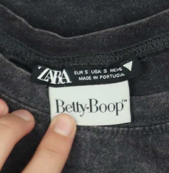 ZARA Women’s Black Betty Boop Graphic T-Shirt Size S