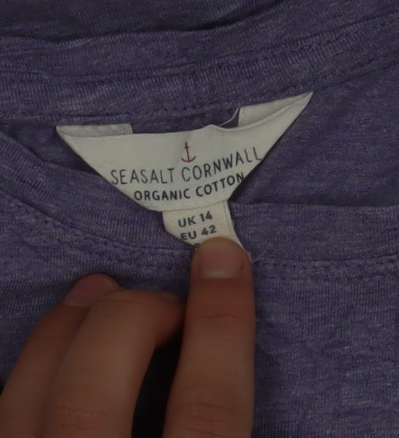 Seasalt Cornwall Women’s Purple Organic Cotton Long Sleeve T-Shirt UK 14