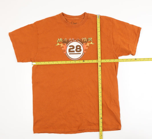 QMx Firefly Men's Orange Graphic Cotton T-Shirt Size L