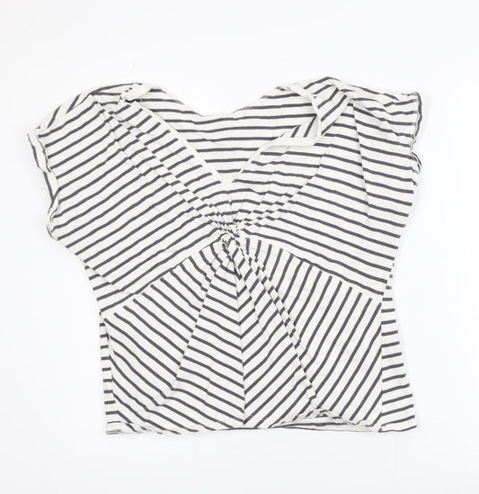 Mint Velvet Womens White Striped Wrap Blouse L