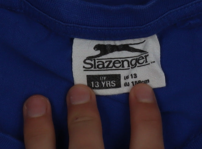 Slazenger Blue Cotton Crew Neck Short Sleeve T-Shirt 13 Yrs Teens